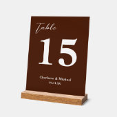 Classic Brown Minimalist Wedding Table Number (Angle)