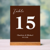 Classic Brown Minimalist Wedding Table Number Acryl Bord (Neutraal)
