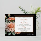 Classic bruiloft perzik Roos Folie uitnodiging (Staand Voorkant)