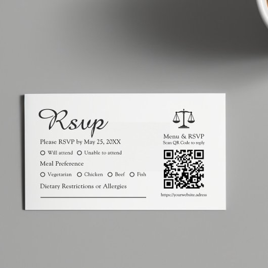 Classic Budget QR Code Menu Options Law Event RSVP
