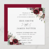 Classic Burgundy Blush Floral Wedding Square Kaart (Voorkant / Achterkant)
