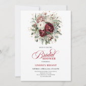 Classic Burgundy Floral Bridal Shower Invitation (Devant)