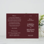 Classic Burgundy & Ivory Modern Wedding Program (Staand voorkant)