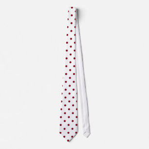 Classic Burgundy Polka Dot Pattern on White Stropd Stropdas