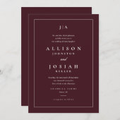 Classic Burgundy Wedding Kaart (Voorkant / Achterkant)