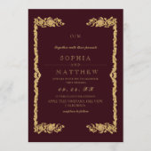 Classic Burgundy Wedding Photo Invitation (Devant)