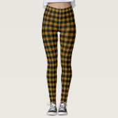 Classic burnt orange black buffalo plaid patterned leggings (Voorkant)