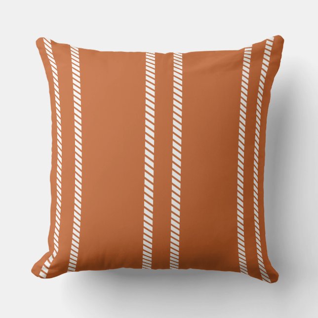 Classic Burnt Orange with Stripes Throw Pillow Kussen (Voorkant)