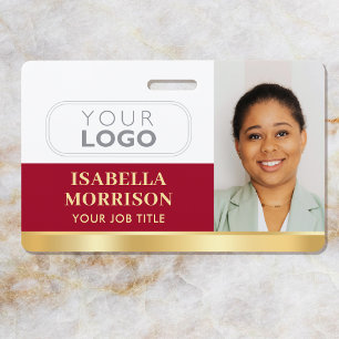 Classic Business Custom ID Logo Red Gold Gradient Badge