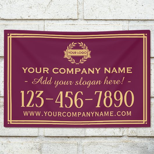 Classic Business Logo Sign Plum Banner