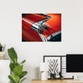 Classic Cadillac Tail Fin Auto Red Car Poster Art (Bureau à domicile)