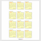 Classic Calendrier Mois Chaque année Sticker Pack (Feuille)