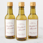 Classic Calligraphy Deep Red Old Money Wedding Wijn Etiket (Flessen)