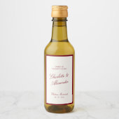 Classic Calligraphy Deep Red Old Money Wedding Wijn Etiket (Voorkant)