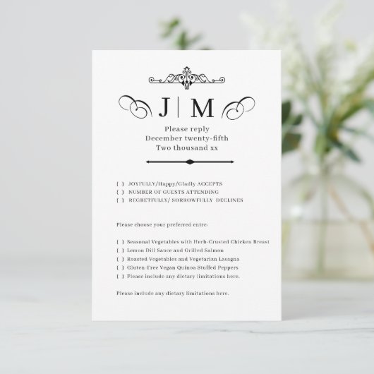 Classic Calligraphy Monogram Wedding RSVP (Debout devant)
