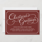 Classic Calligraphy Script Red Kerstparty Kaart (Voorkant)