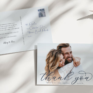 Classic Calligraphy Script Weddenfoto Hartelijk da Briefkaart