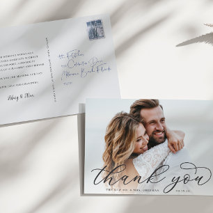 Classic Calligraphy Script Weddenfoto Hartelijk da Briefkaart