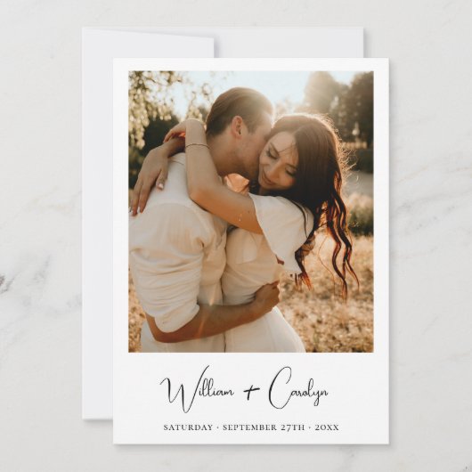 Classic Calligraphy Script Wedding Kaart (Voorkant)