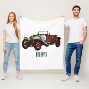 Classic car 1920 cartoon illustratie fleece deken