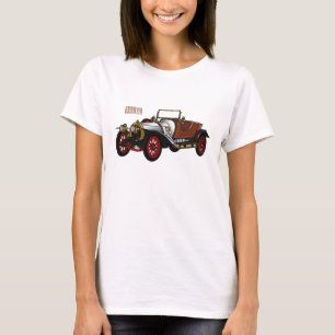 Classic car 1920 cartoon illustratie t-shirt