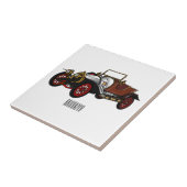Classic car 1920 cartoon illustratie tegeltje (Zijkant)