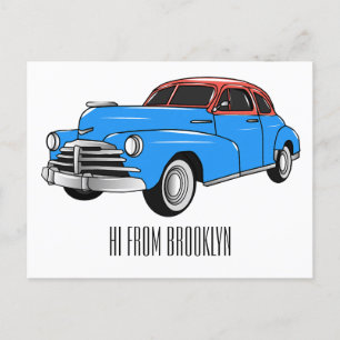 Classic car 1948 cartoon illustration briefkaart