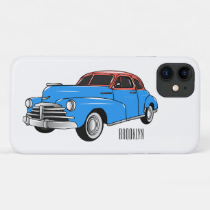 Classic car 1948 cartoon illustration iPhone 11 hoesje