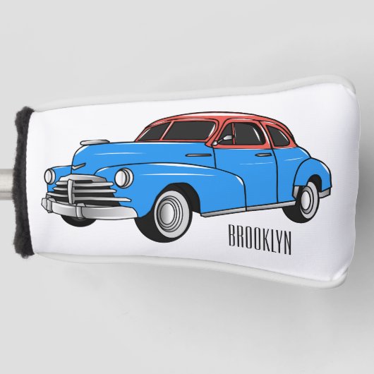 Classic car 1948 cartoon illustration golfheadcover (Voorkant)
