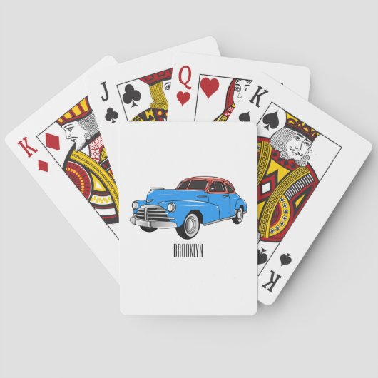 Classic car 1948 cartoon illustration pokerkaarten (Achterkant)