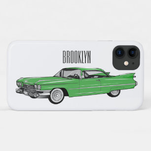Classic car 1959 cartoon illustration iPhone 11 hoesje