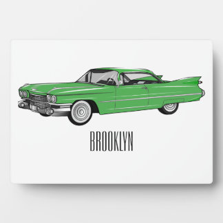 Classic car 1959 cartoon illustration fotoplaat