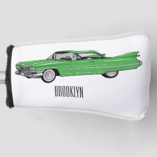 Classic car 1959 cartoon illustration golfheadcover