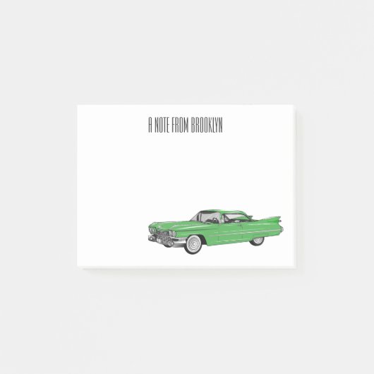 Classic car 1959 cartoon illustration post-it® notes (Voorkant)