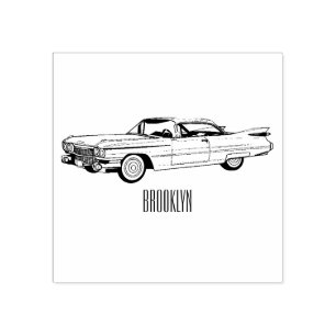 Classic car 1959 cartoon illustration rubberstempel