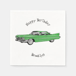 Classic car 1959 cartoon illustration servet