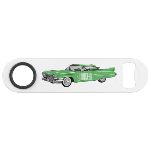 Classic car 1959 cartoon illustration speed flessenopener (Voorkant (Horizontaal))