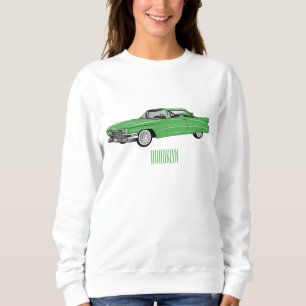 Classic car 1959 cartoon illustration trui
