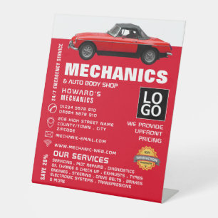 Classic Car, Auto Mechanic & Repairs Adverteren Reclamebord Met Voetstuk