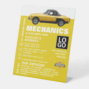 Classic Car, Auto Mechanic & Repairs Adverteren Reclamebord Met Voetstuk