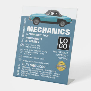 Classic Car, Auto Mechanic & Repairs Adverteren Reclamebord Met Voetstuk