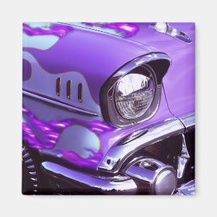 Classic car: Chevrolet with flaming hood Magneet