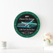 Classic Car Garage Dad's or Anyone's Name Green Grote Klok (Huis)