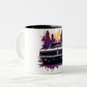 Classic Car Mug with Urban Sunset Graffiti Style (Devant gauche)