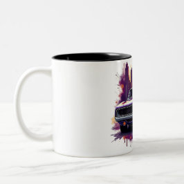 Classic Car Mug with Urban Sunset Graffiti Style Tweekleurige Koffiemok