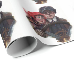 Classic car  romantic winter illustration cadeaupapier