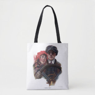 Classic car romantic winter illustration draagtas