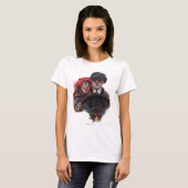 Classic car romantic winter illustration t-shirt (Voorkant volledig)