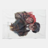 Classic car romantic  winter illustration theedoek (Horizontaal)