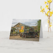 Classic Car Scene Get Well Kaart (Gele Bloem)